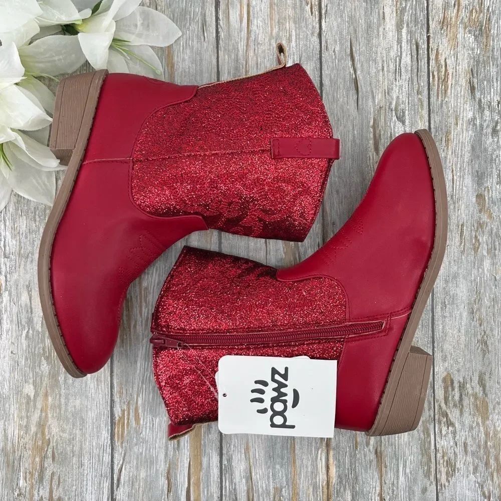 Big Girls Glitter Western Boots Shoes Size 4